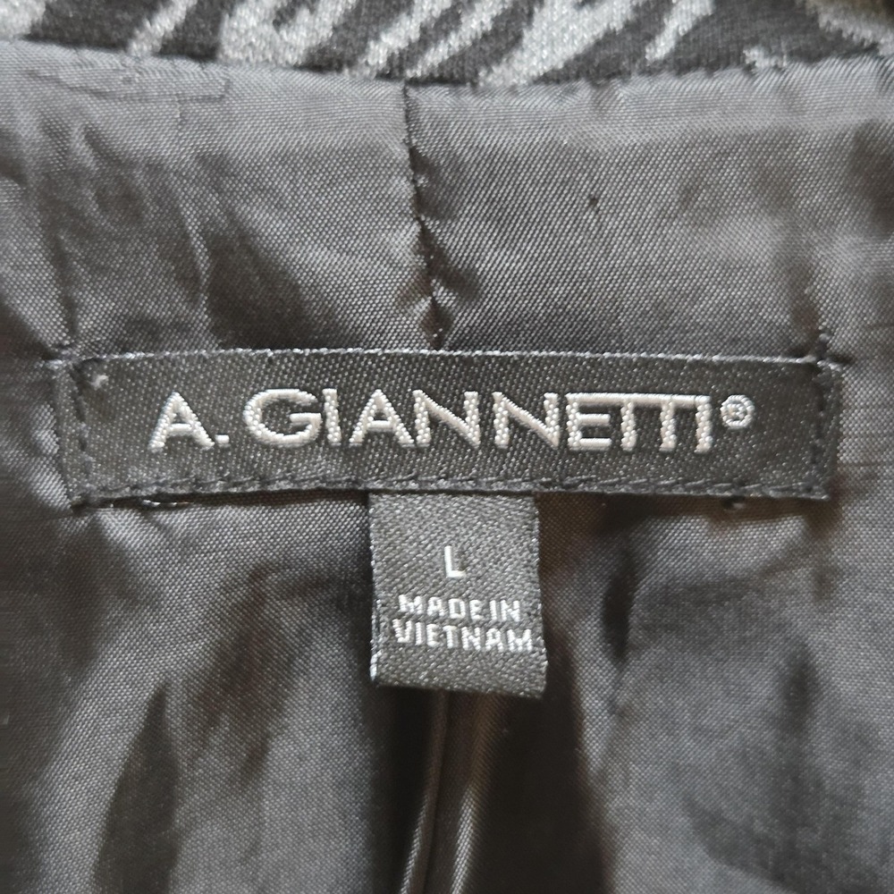 A. Giannetti Jacket Womens Large Gray Animal Print Belted Collared Knit Lined - Picture 4 of 7
